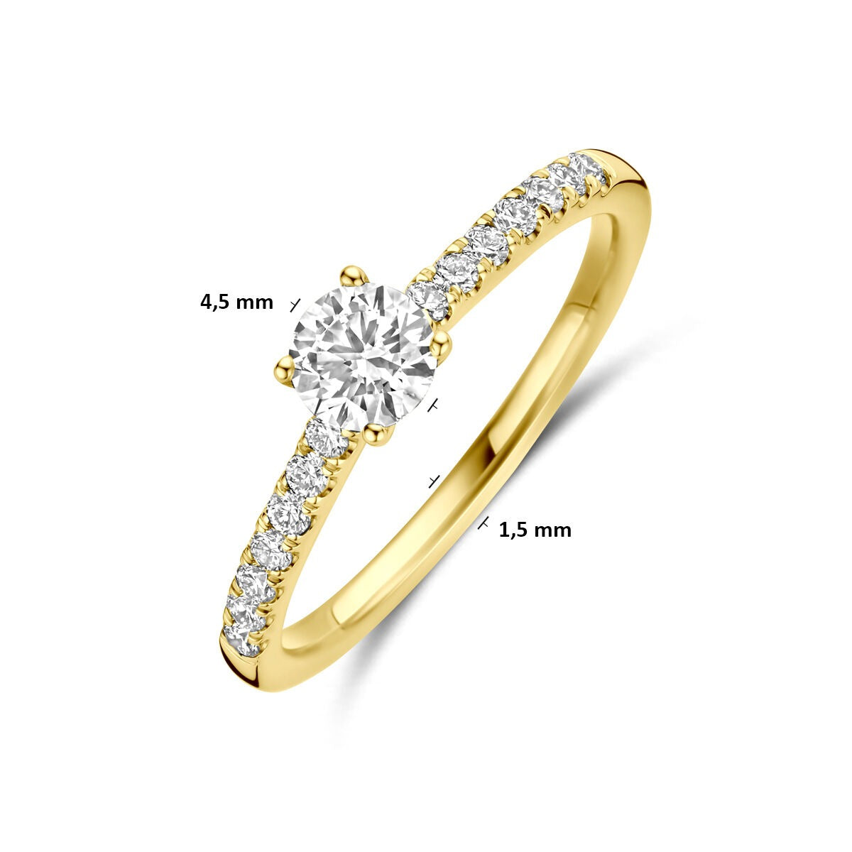 Anillo de oro 14k con diamante cultivado en laboratorio - forma de corte brillante