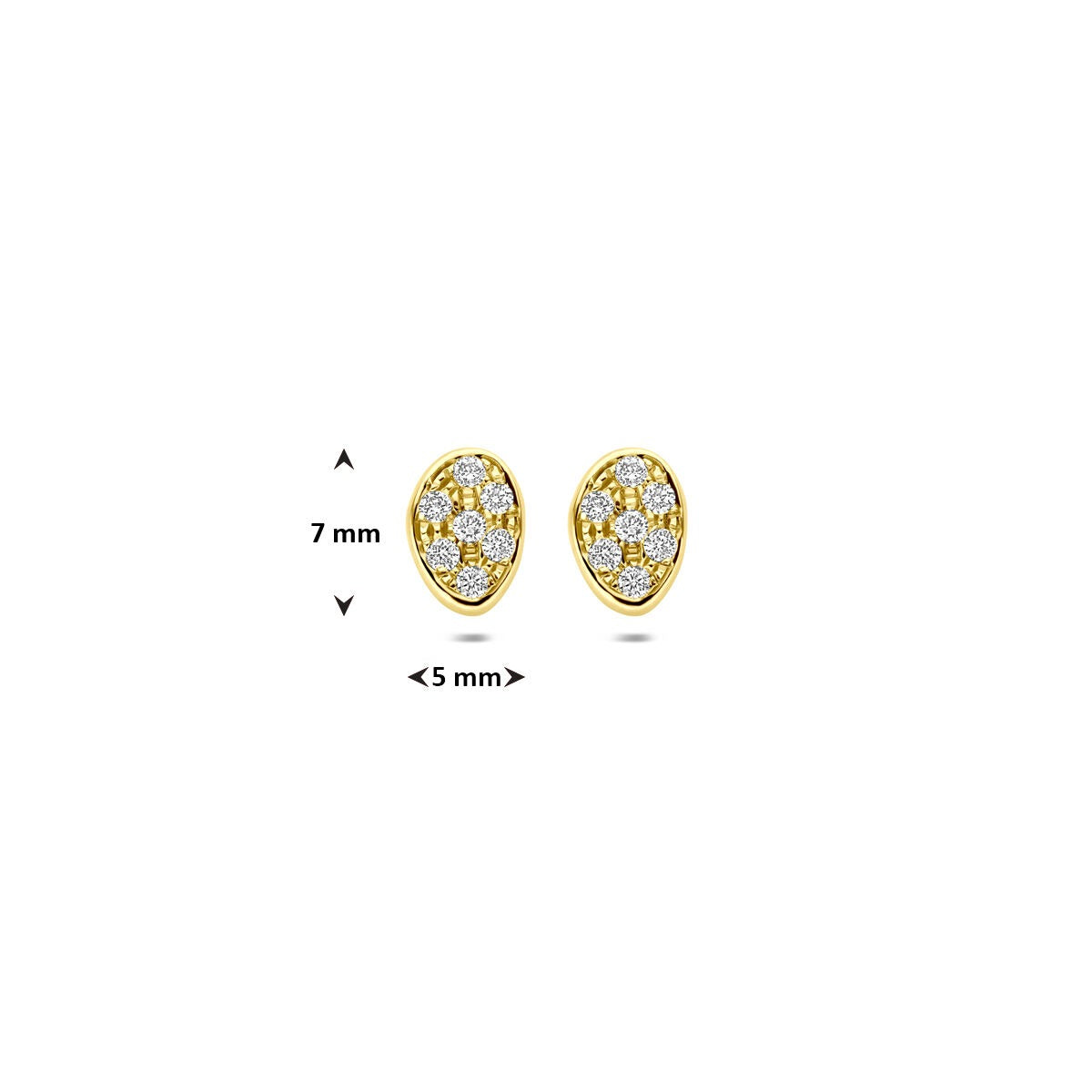 pendientes de botón de oro amarillo con diamante engastado en pavé