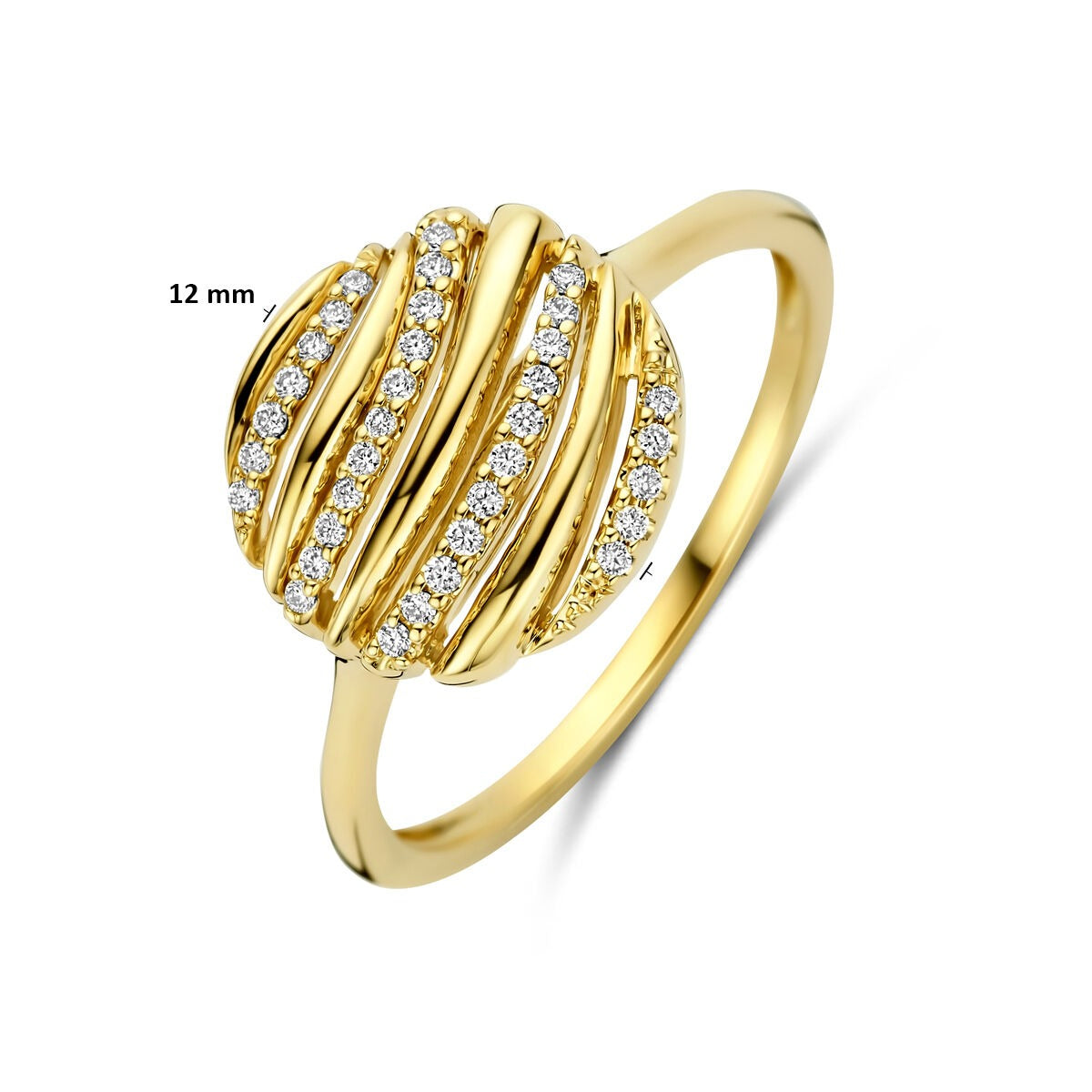 anillo de oro amarillo de 14k con diamante 0.09ct diseño redondo