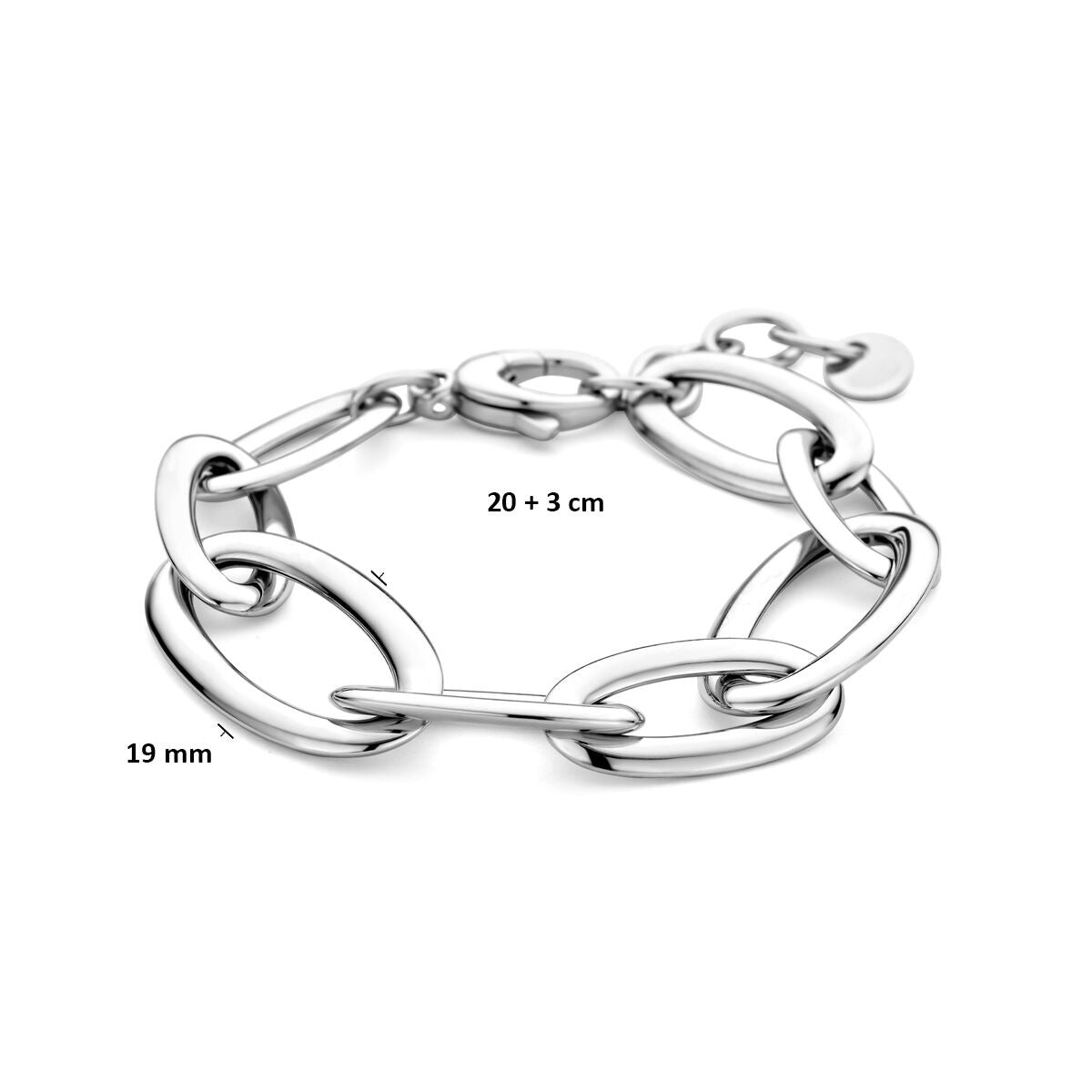Pulsera de mujer de plata rodiada – eslabón ancho de ancla