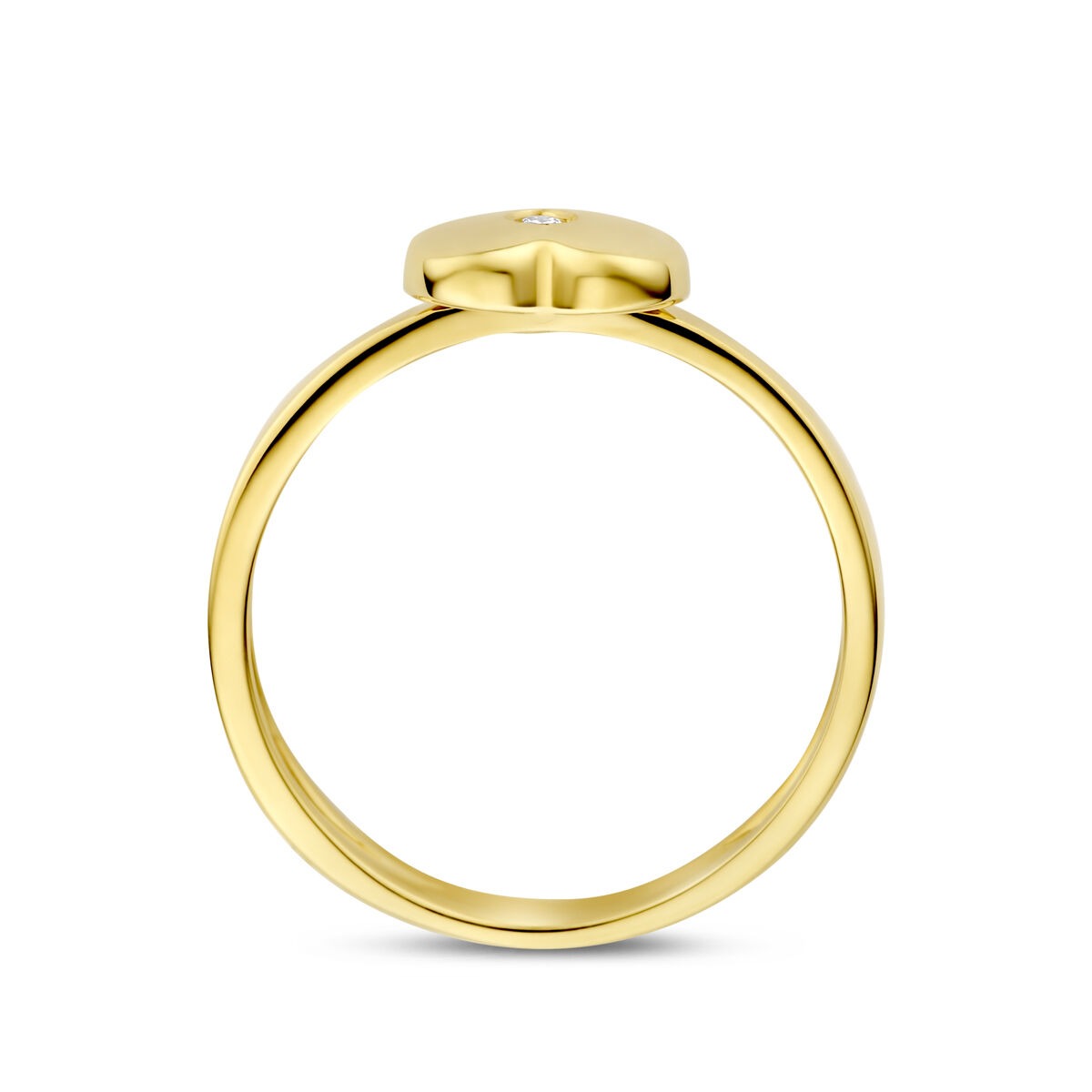 anillo infantil de oro amarillo con corazón y diamante cultivado en laboratorio