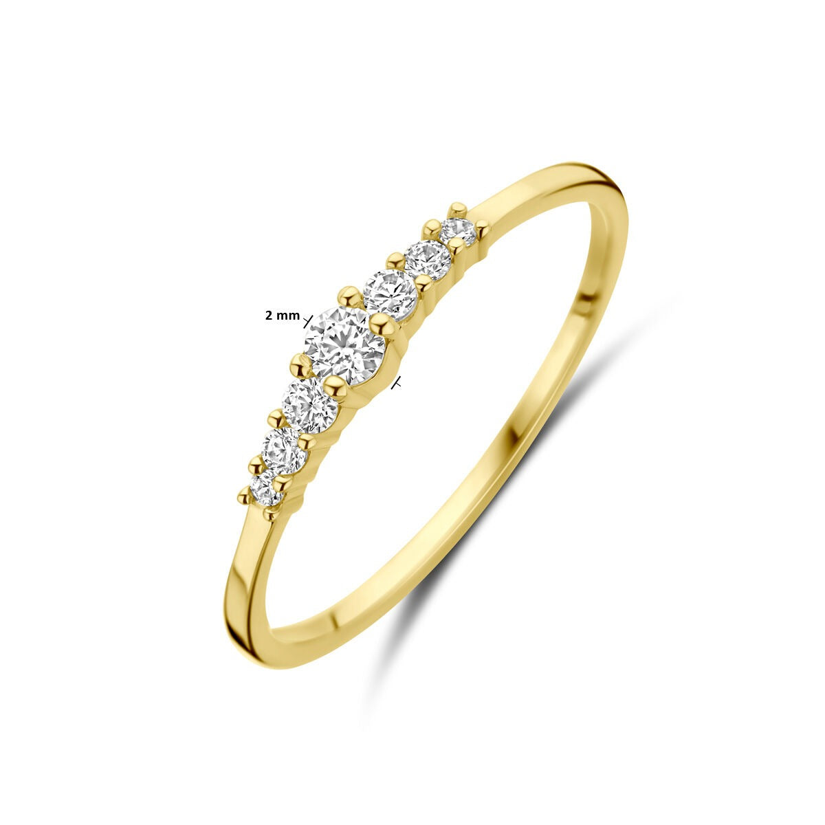 Anillo de oro amarillo de 9k con circonitas