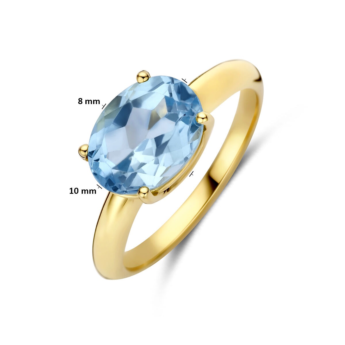 Anillo de oro amarillo de 14k con topacio azul