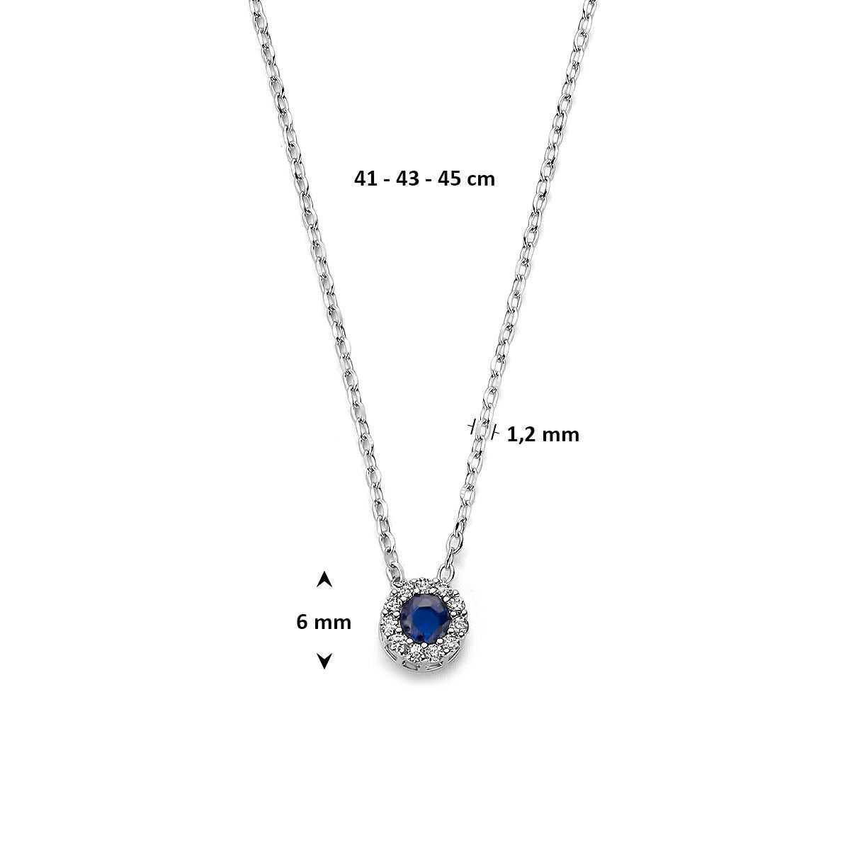 Collar de plata chapado en rodio con zafiro y circonita
