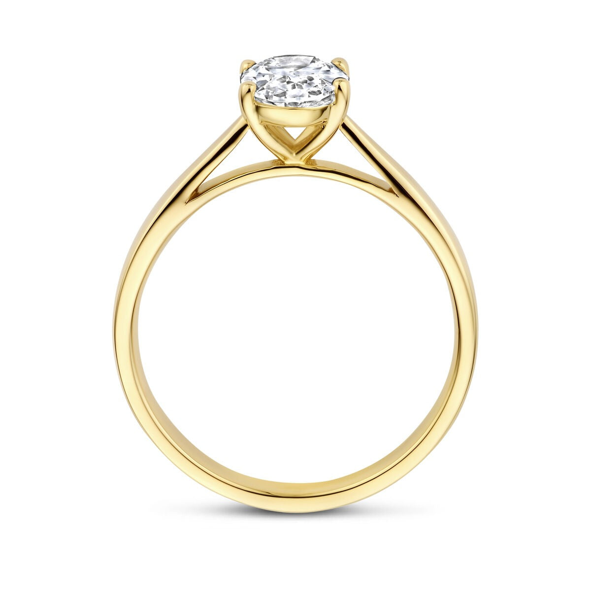 Anillo de mujer en oro amarillo de 14k con diamante cultivado en laboratorio