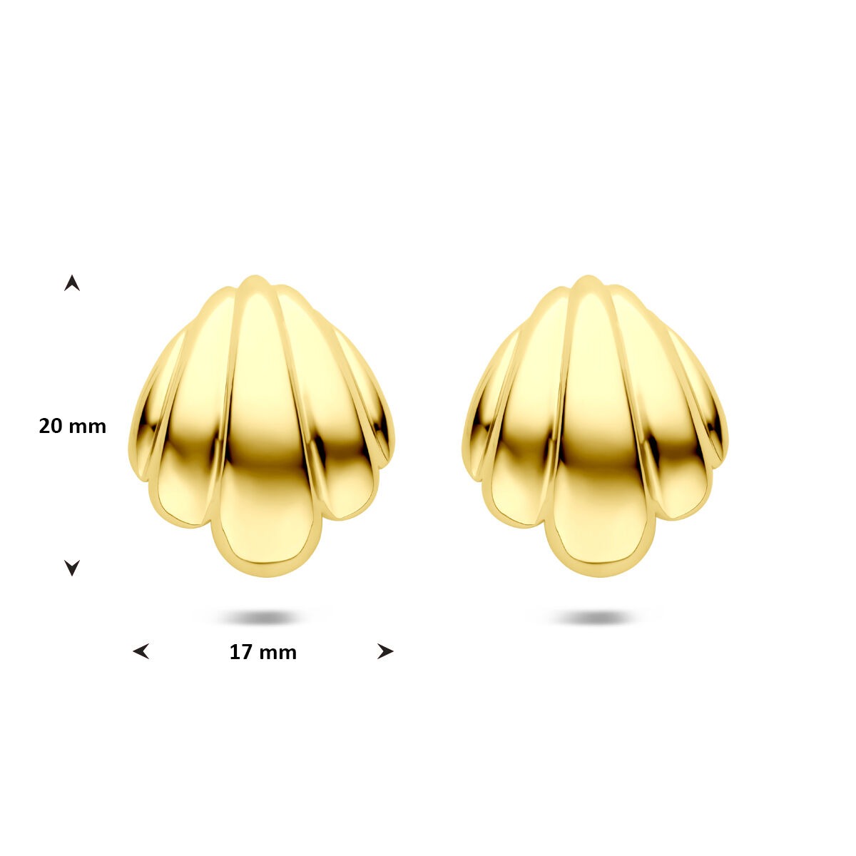 Pendientes de botón de mujer de acero color amarillo con ion plating 20 mm