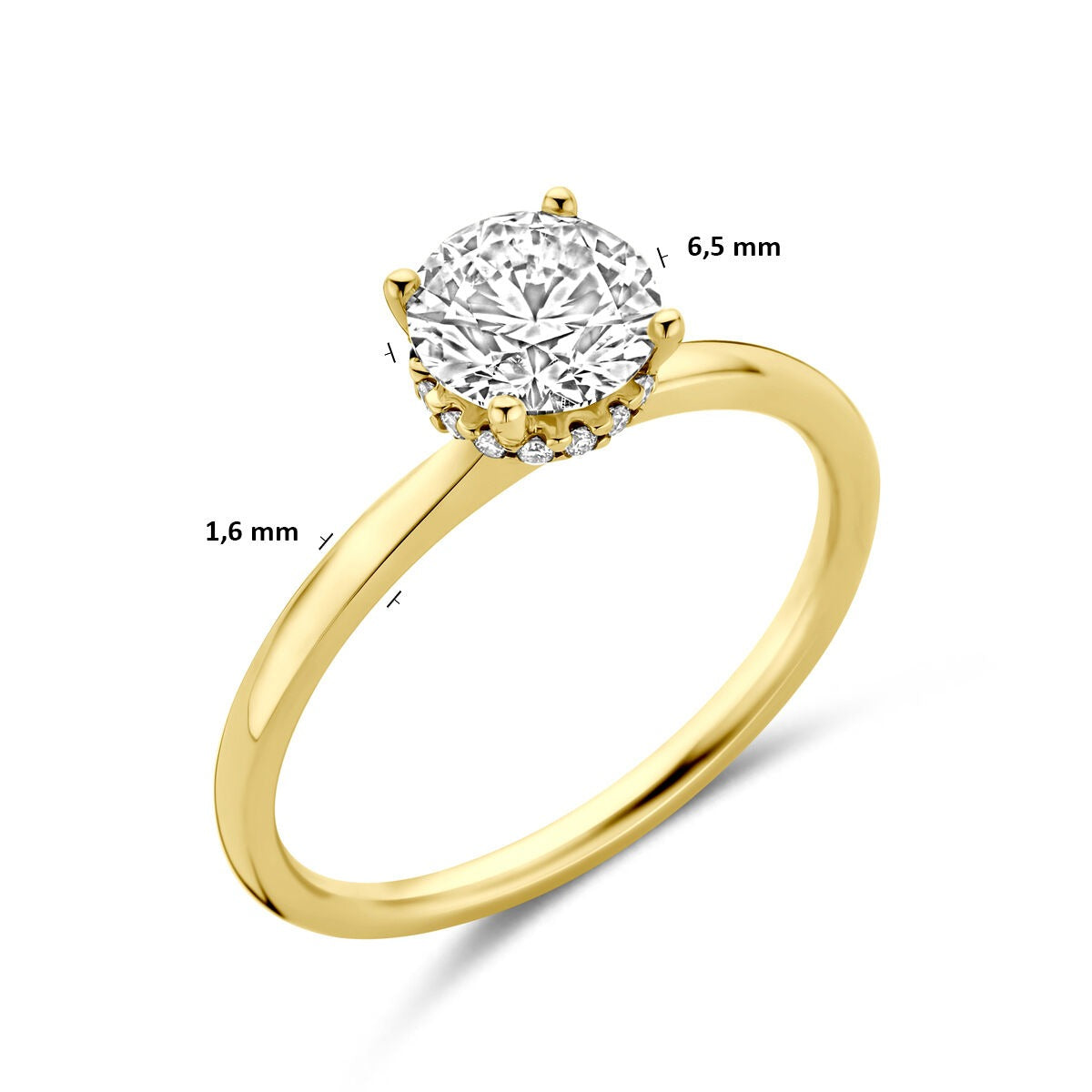 Anillo de oro amarillo de 14k con diamante cultivado en laboratorio de 1.07ct