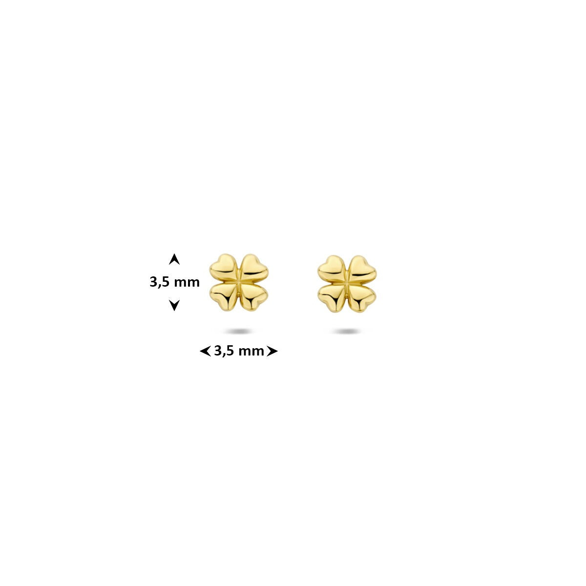 pendientes de botón de oro amarillo trébol