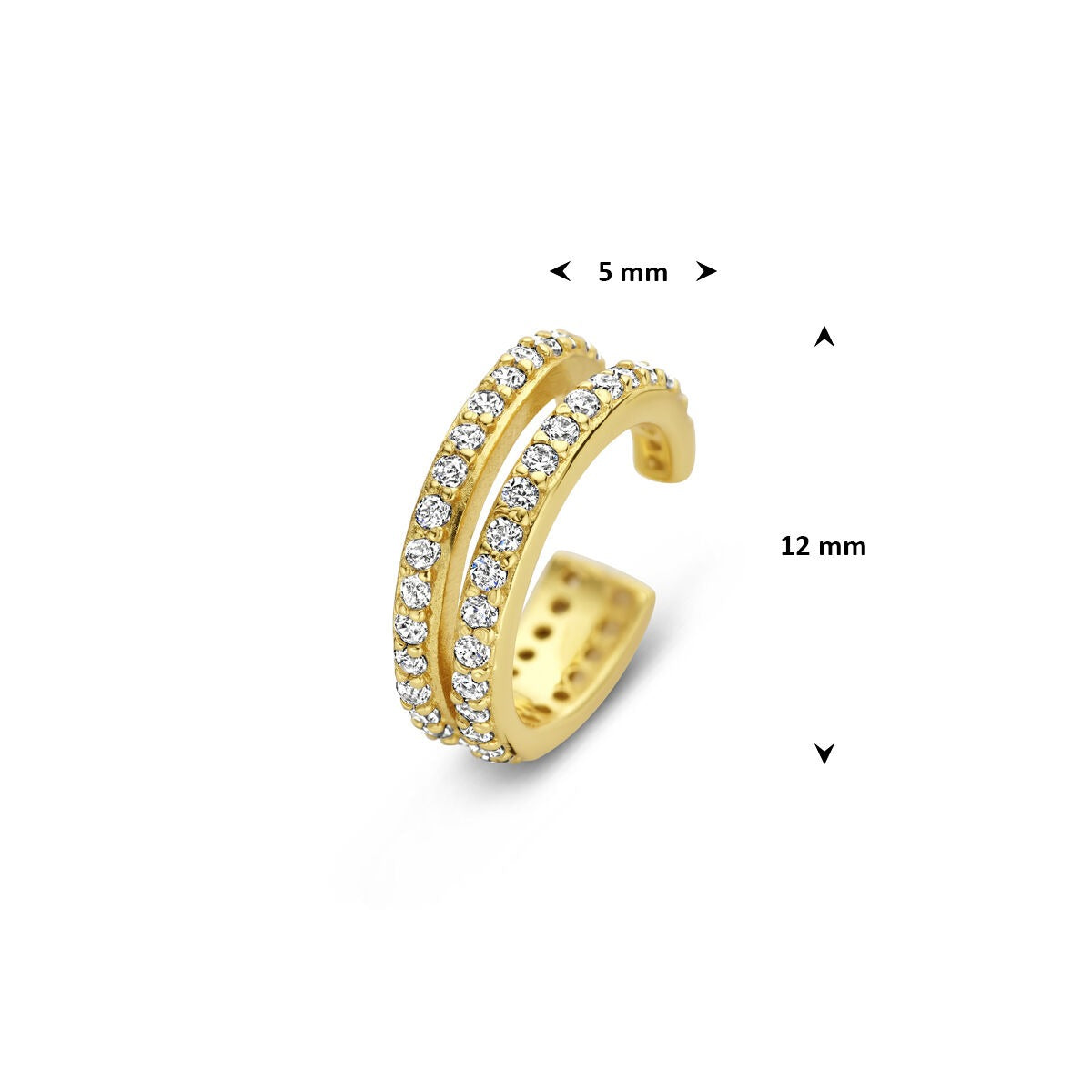 Ear cuff chapado en oro de plata con circonitas - elegancia brillante sin piercing