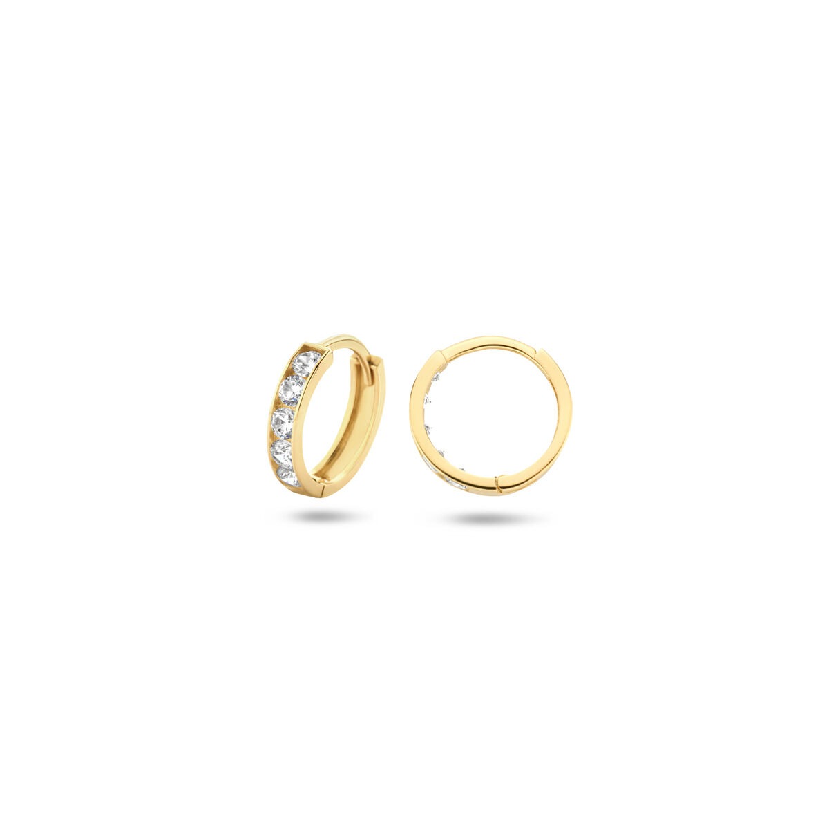 Aros de oro amarillo de 14k con fila de zirconia