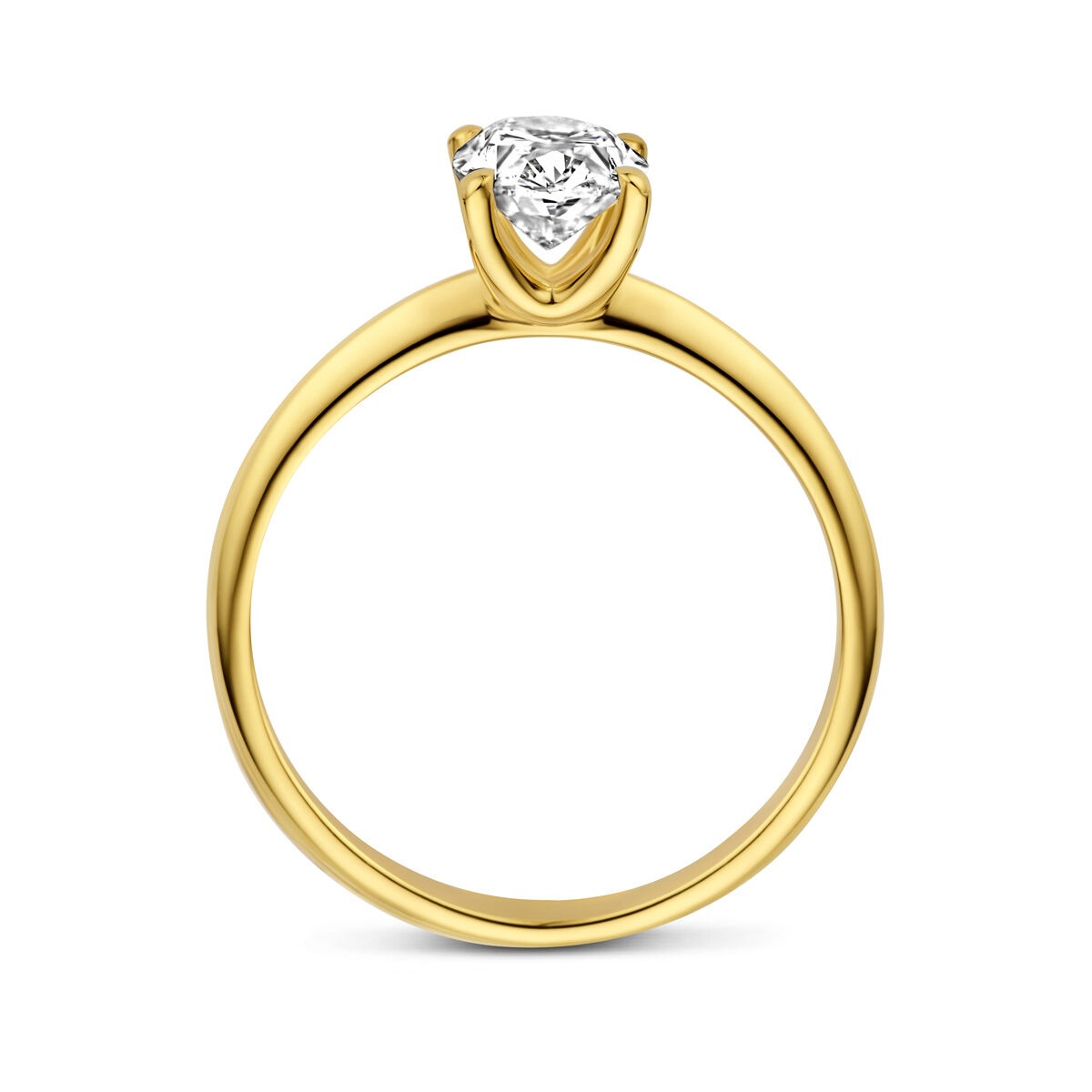 Anillo de mujer de oro amarillo de 14k con diamante cultivado en laboratorio