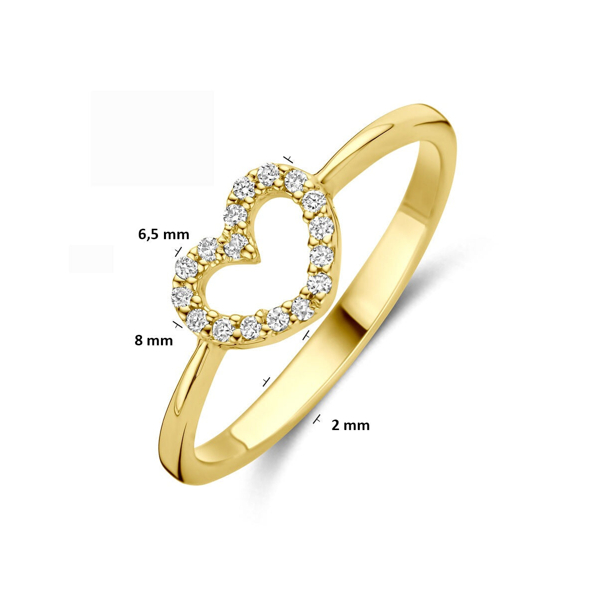 Anillo de mujer en oro amarillo con corazón y diamante cultivado en laboratorio – 14k oro amarillo
