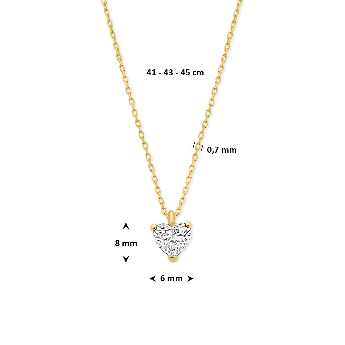 Collar de oro amarillo de 14k con diamante lab grown en forma de corazón 0.50ct