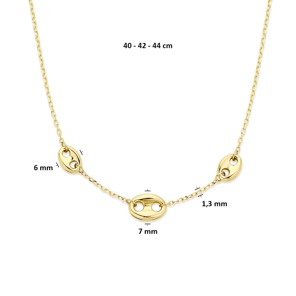 collar de café en oro amarillo de 14k