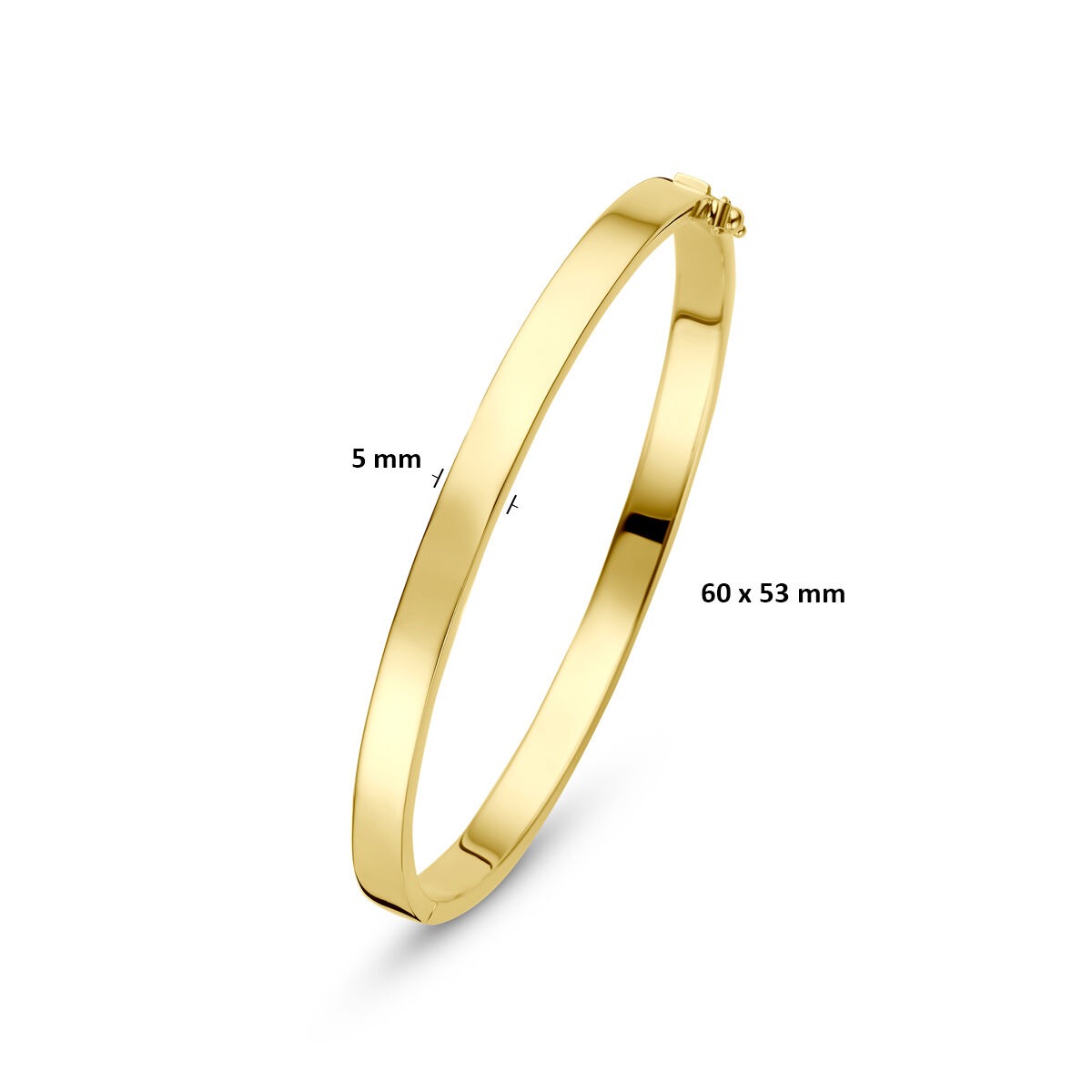 Pulsera bangle de oro amarillo de 9k con núcleo de plata