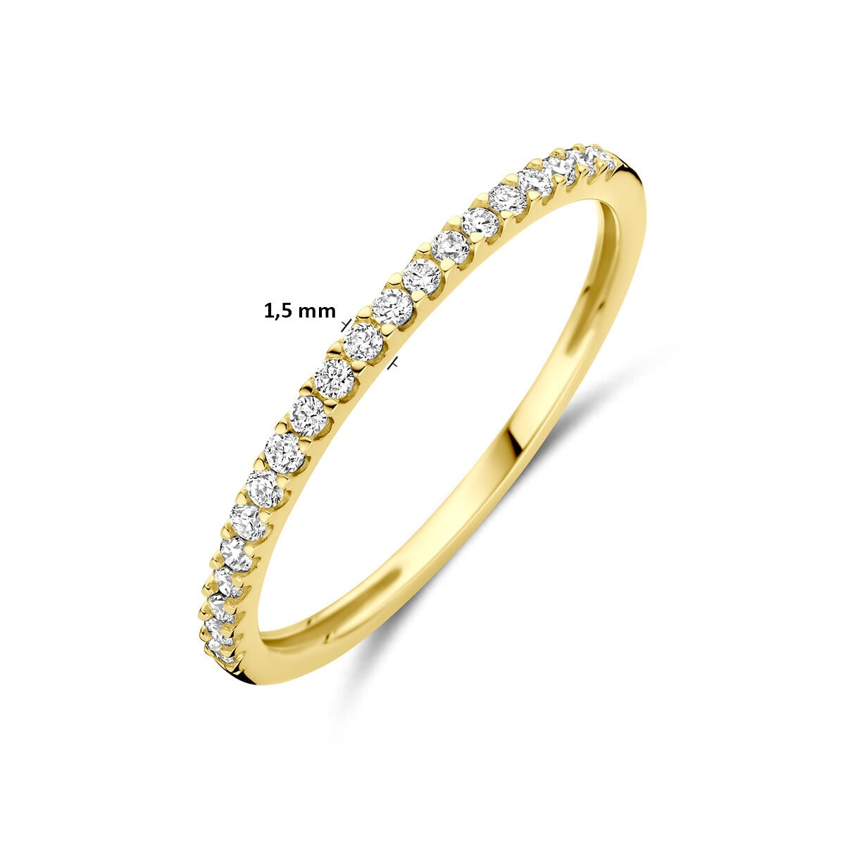 Anillo de oro amarillo de 14k con diamante cultivado en laboratorio de 0.15ct