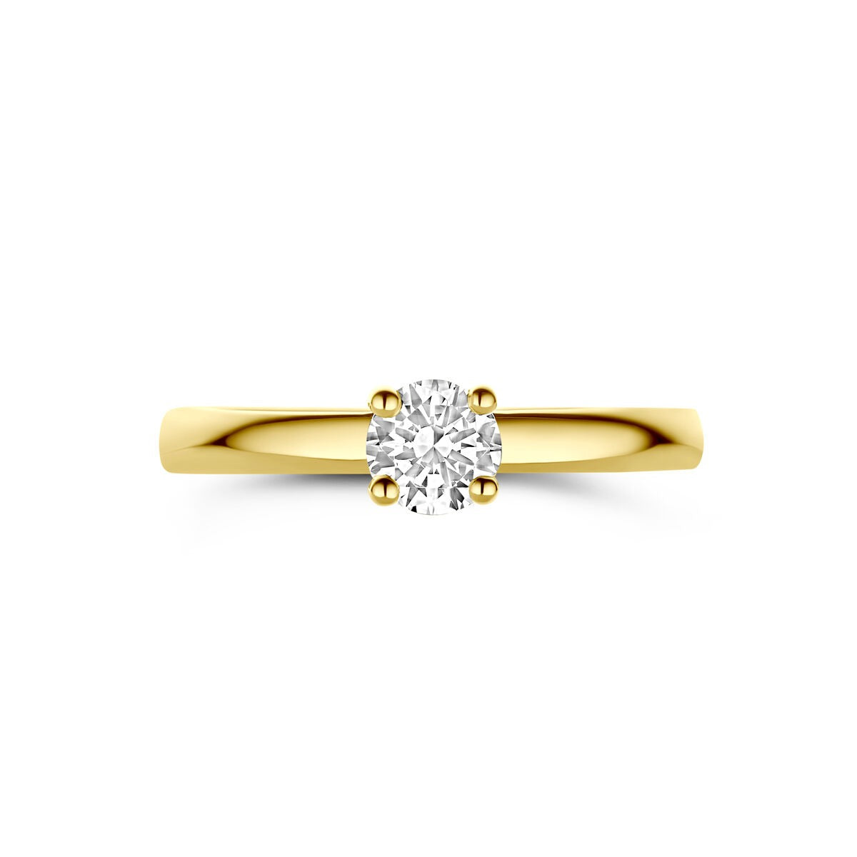 Anillo de mujer en oro amarillo de 9k con circonita en engaste solitario