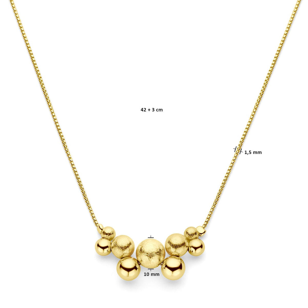 Verguld zilveren bolletjes collier – geelgoud op 925 zilver