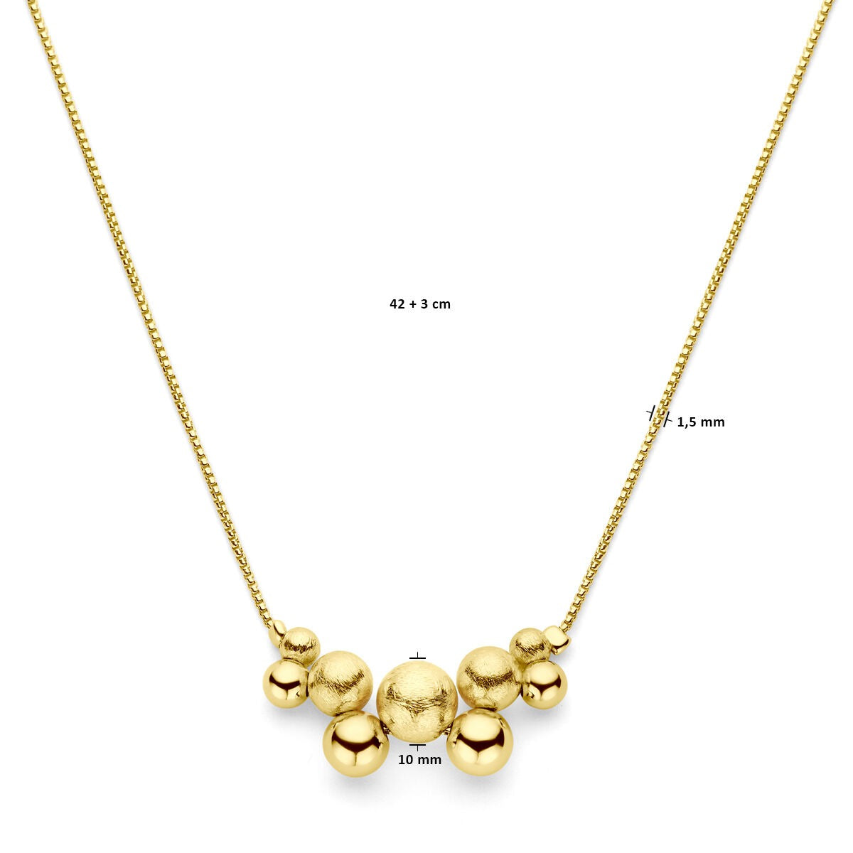 Collar chapado en oro con bolitas de plata – oro amarillo sobre plata 925