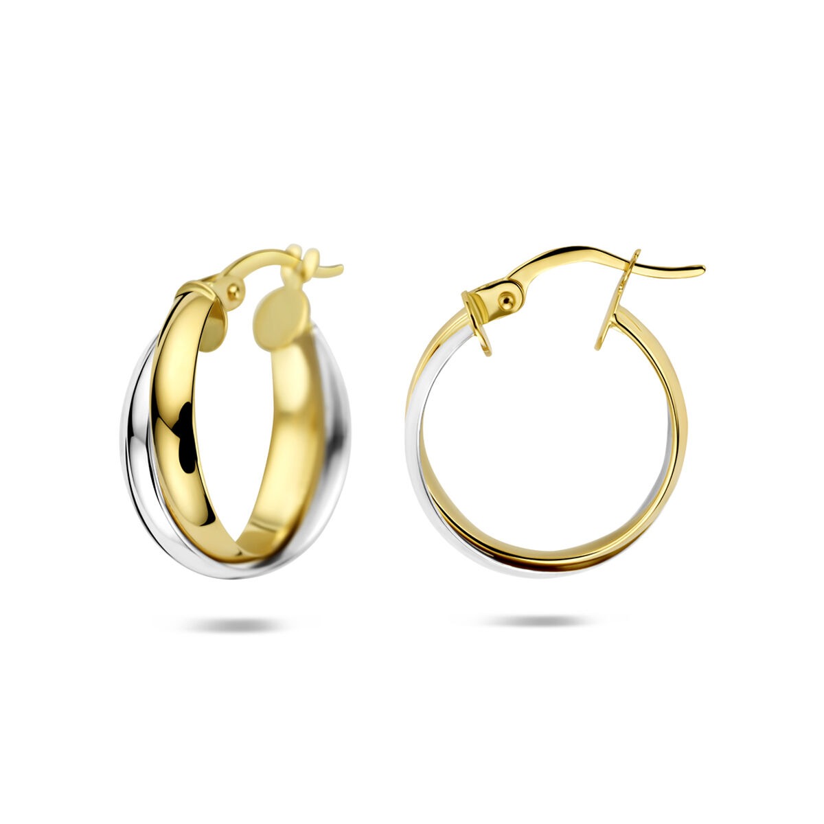 aros bicolor de 14k en oro amarillo y oro blanco