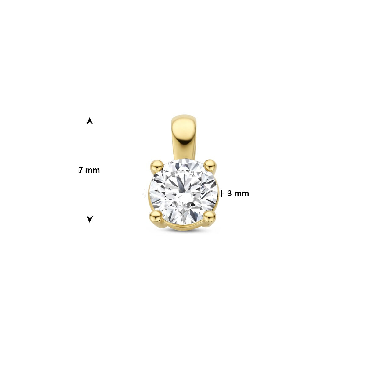 Colgante de oro con diamante cultivado en laboratorio - 14k oro amarillo brillante tallado