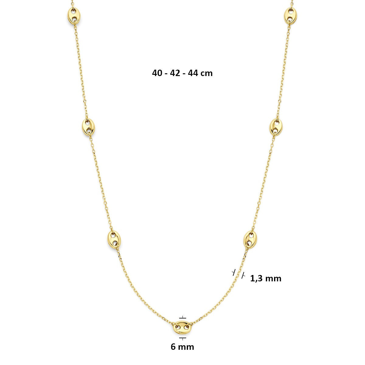 collar de café en oro amarillo de 14k