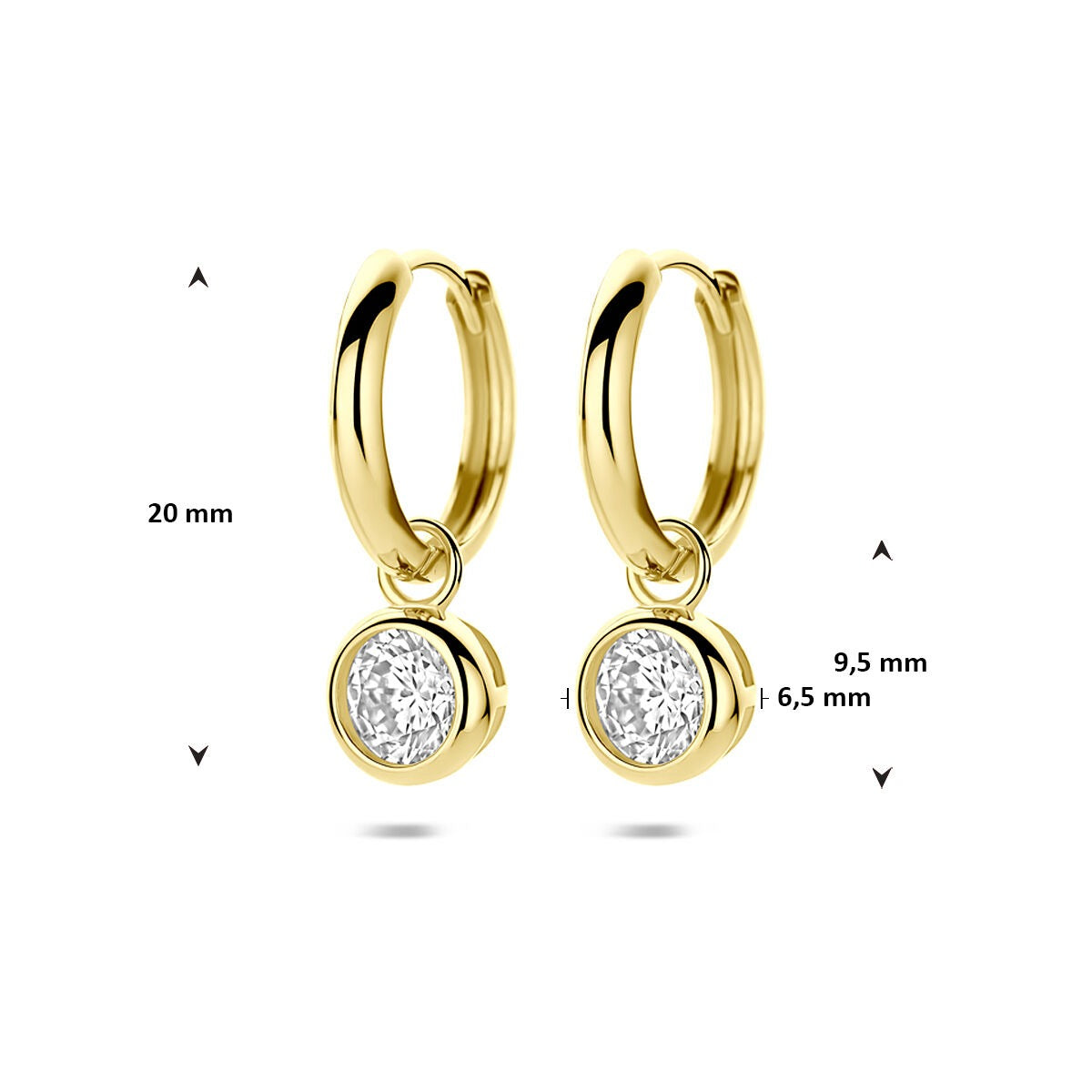 Aros de oro con circonitas – 9k color oro amarillo