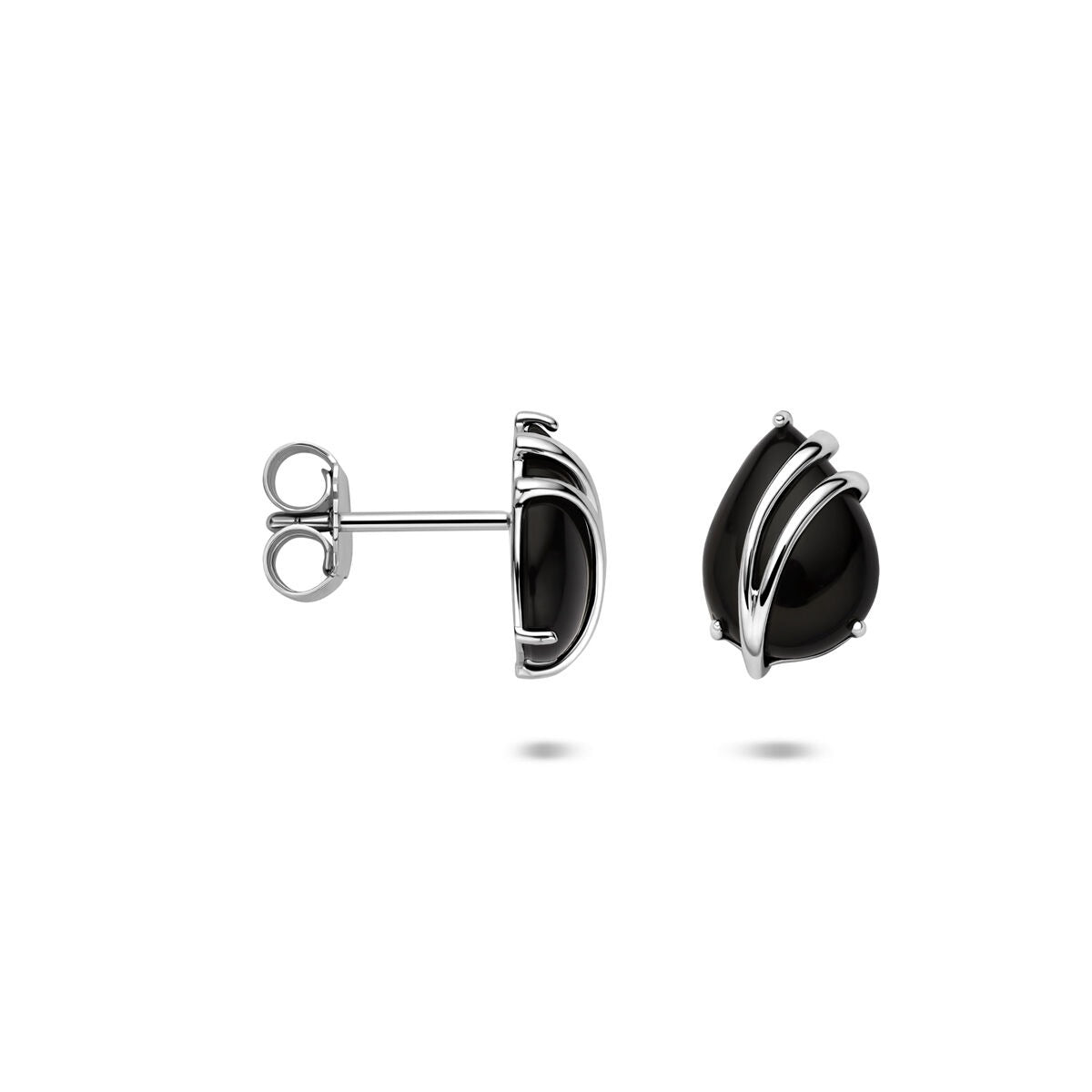 Pendientes de botón de plata con ónice – plata 925 rodiada