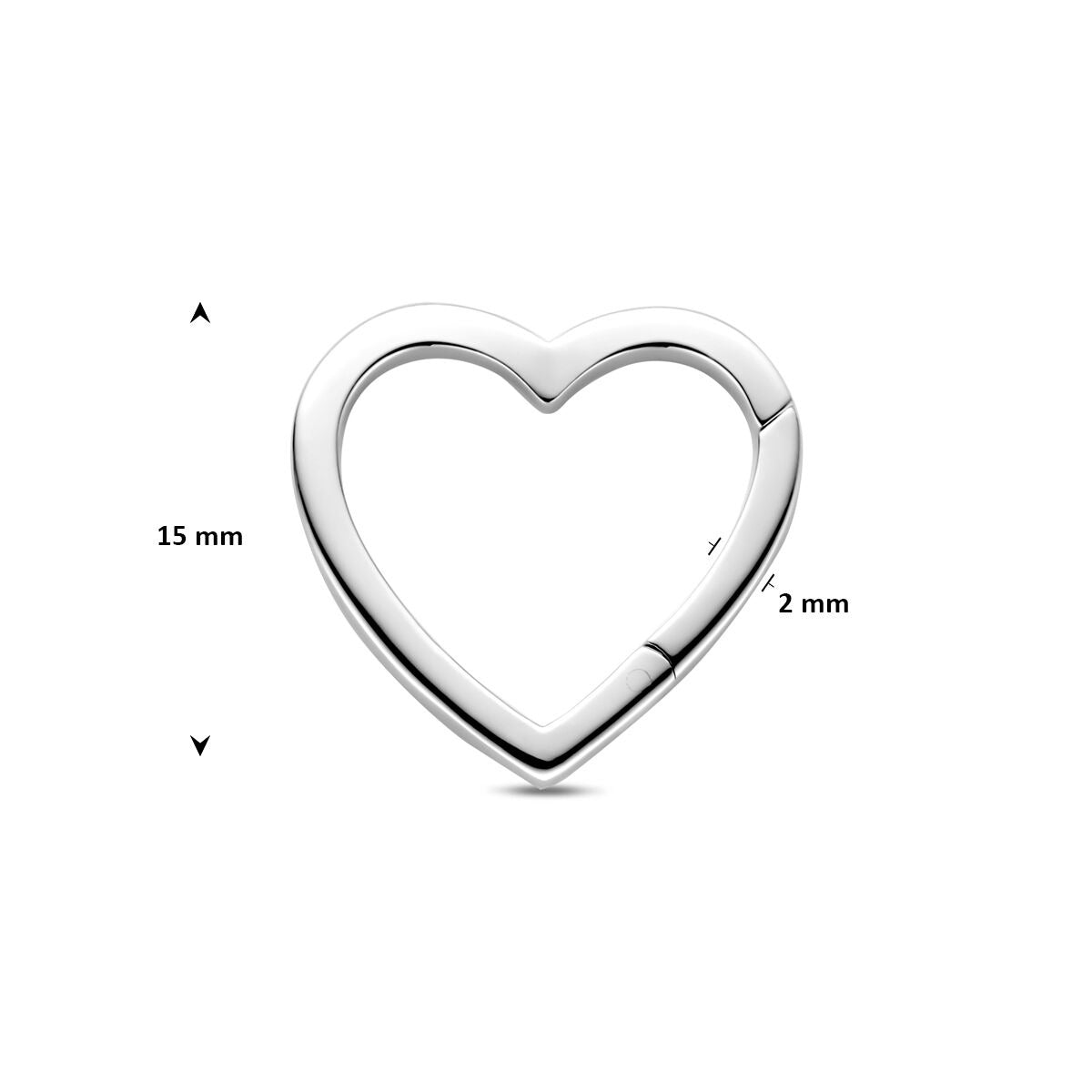 Conector de corazón de plata rodiada
