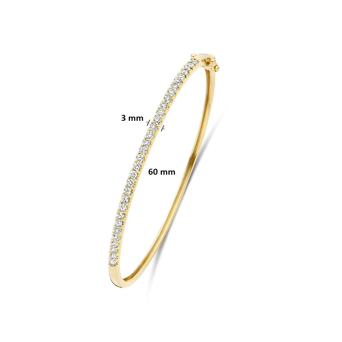 Brazalete de oro amarillo de 14k con diamante cultivado en laboratorio de 1.00ct