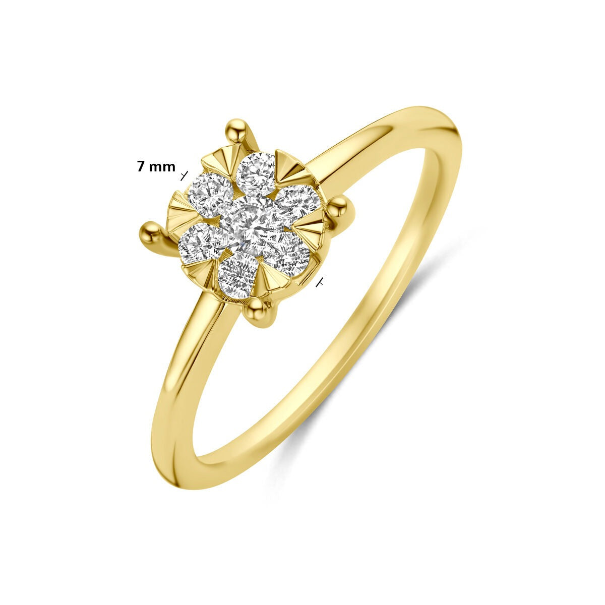 anillo de oro amarillo de 14k con diamante cultivado en laboratorio