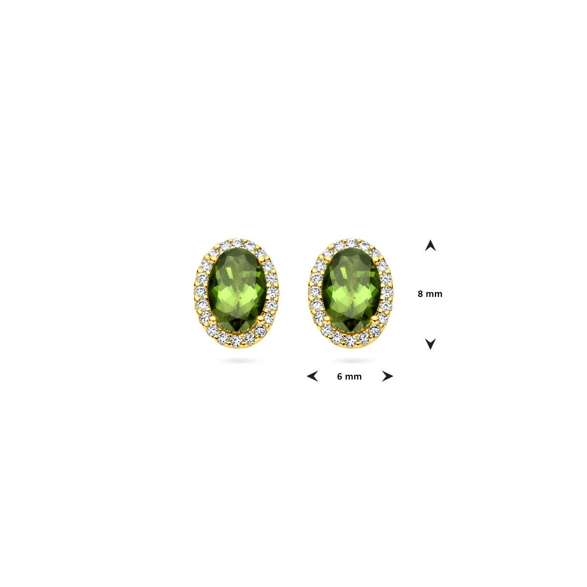 Pendientes de botón de oro amarillo con turmalina y diamante