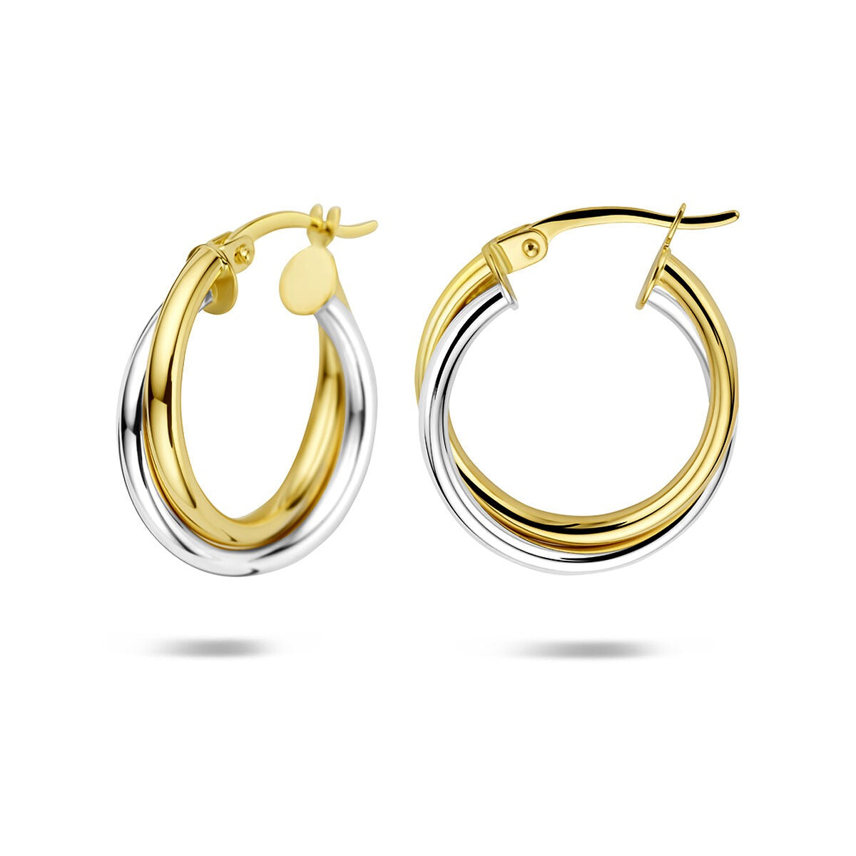 Aros bicolor de 14k – oro amarillo y oro blanco