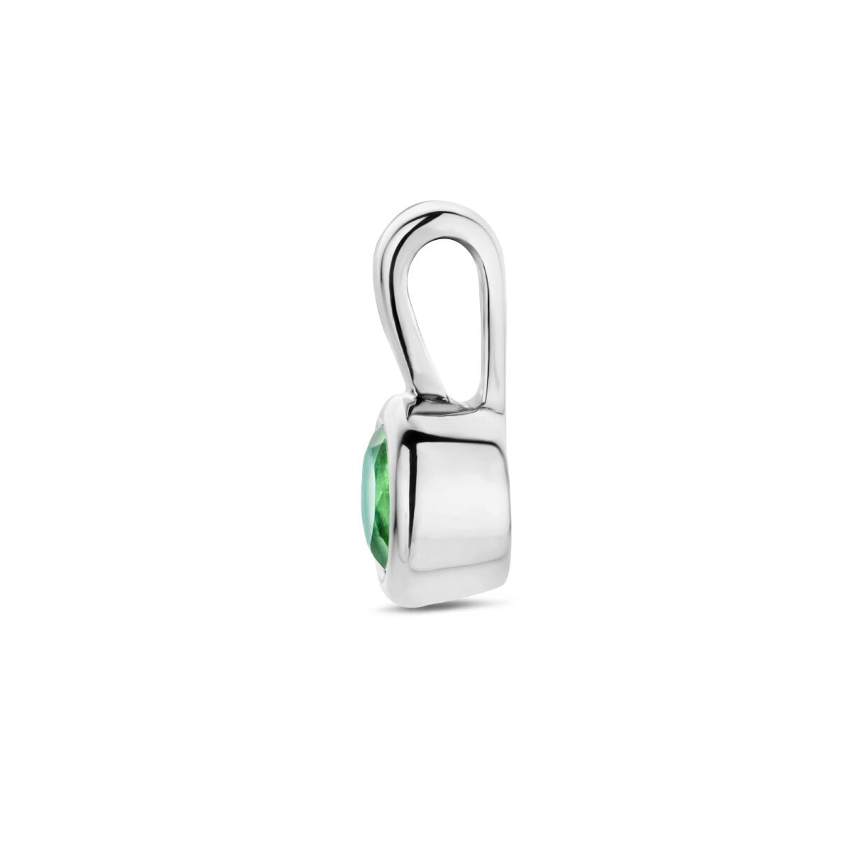 Colgante de plata rodiada con piedra de nacimiento verde