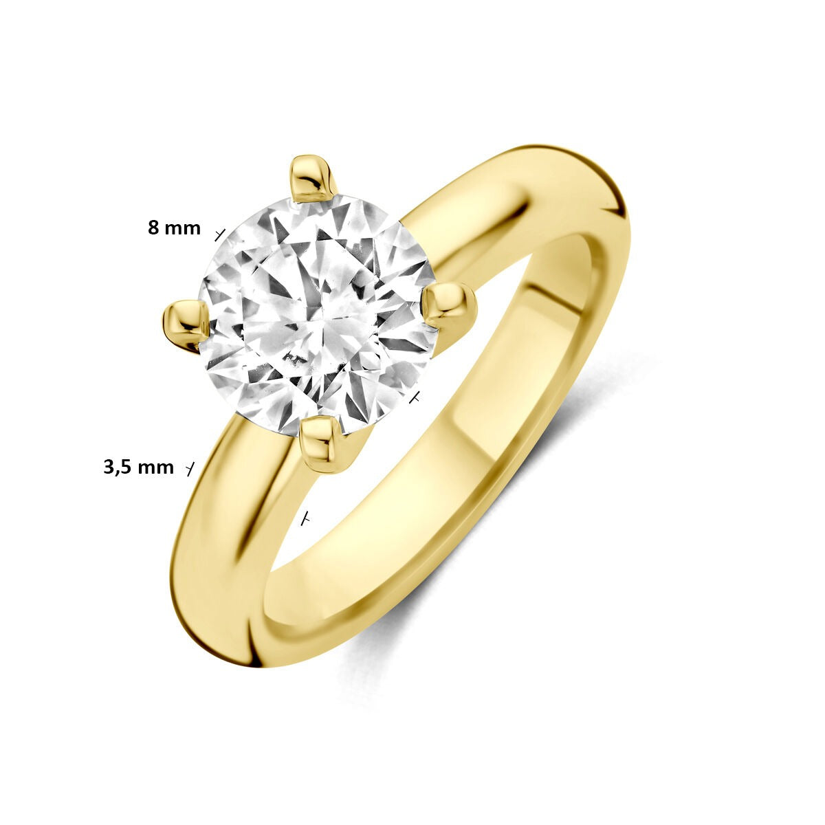 anillo de oro amarillo de 14k con diamante cultivado en laboratorio 2.00ct