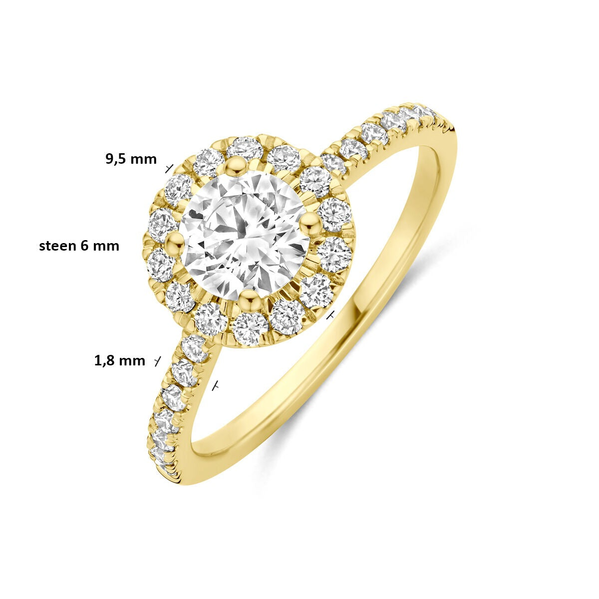 anillo de oro amarillo de 14k con diamante cultivado en laboratorio 1.10ct