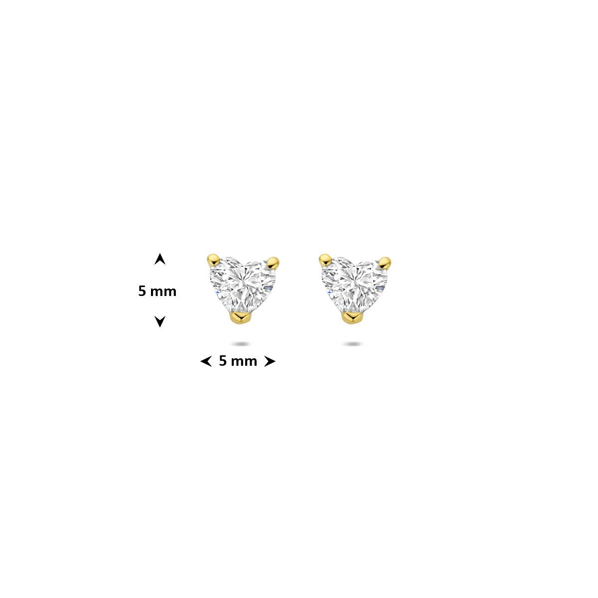 Pendientes de botón de oro amarillo con diamante lab grown en forma de corazón 0.60ct