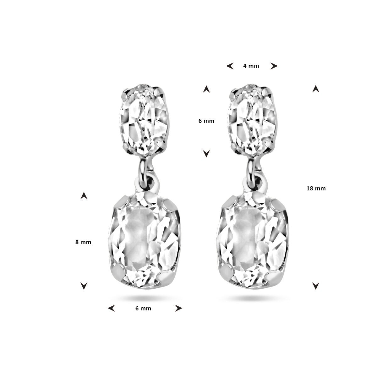 Pendientes de plata rodiada con cristal Swarovski