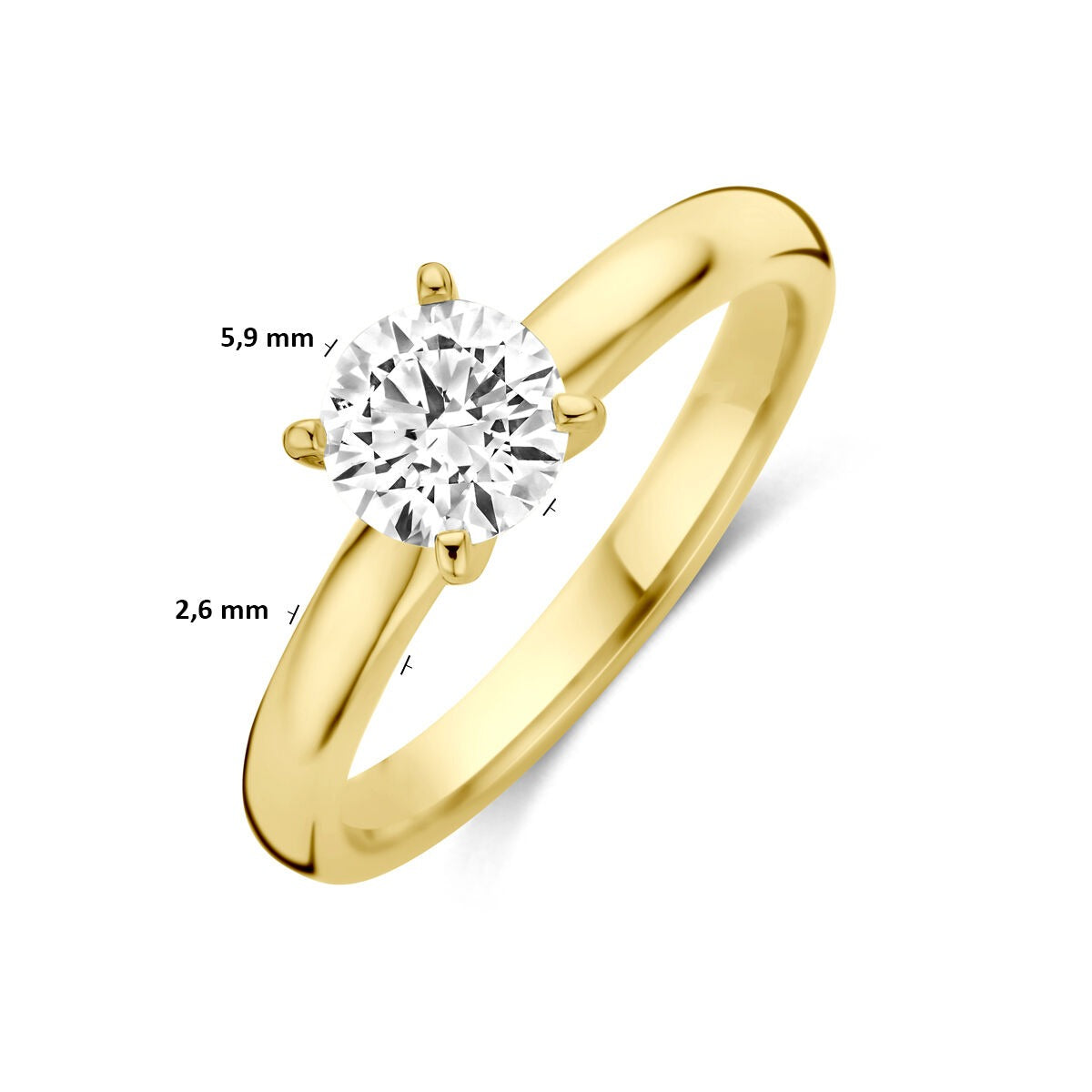 anillo de oro amarillo de 14k con diamante cultivado en laboratorio 0.75ct