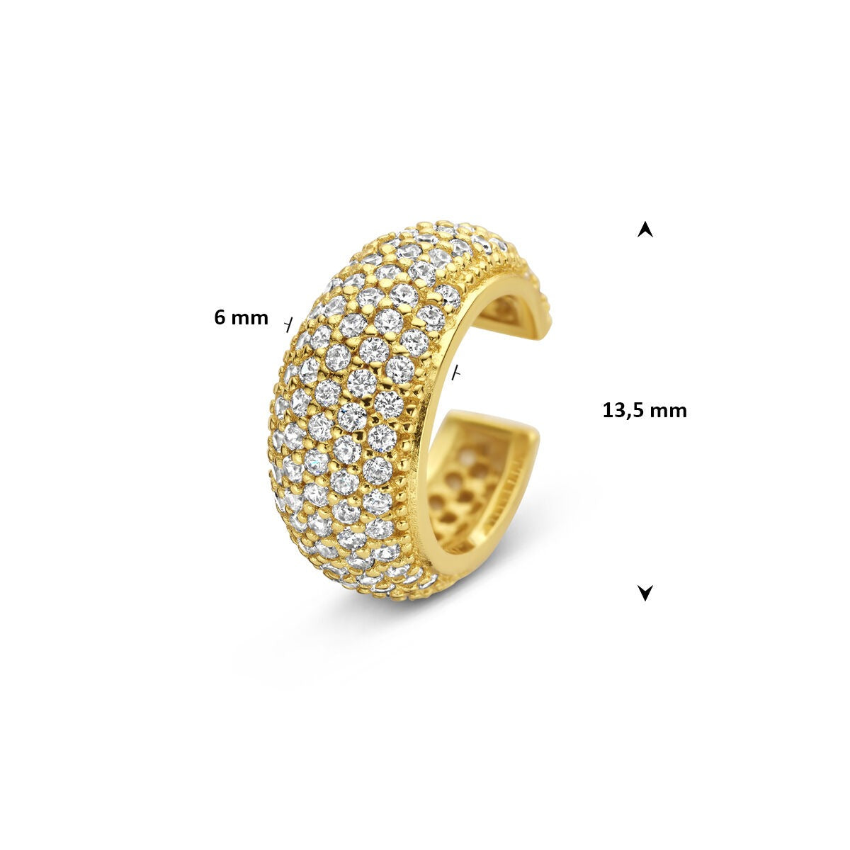 Ear cuff chapado en oro con circonitas - plata 925
