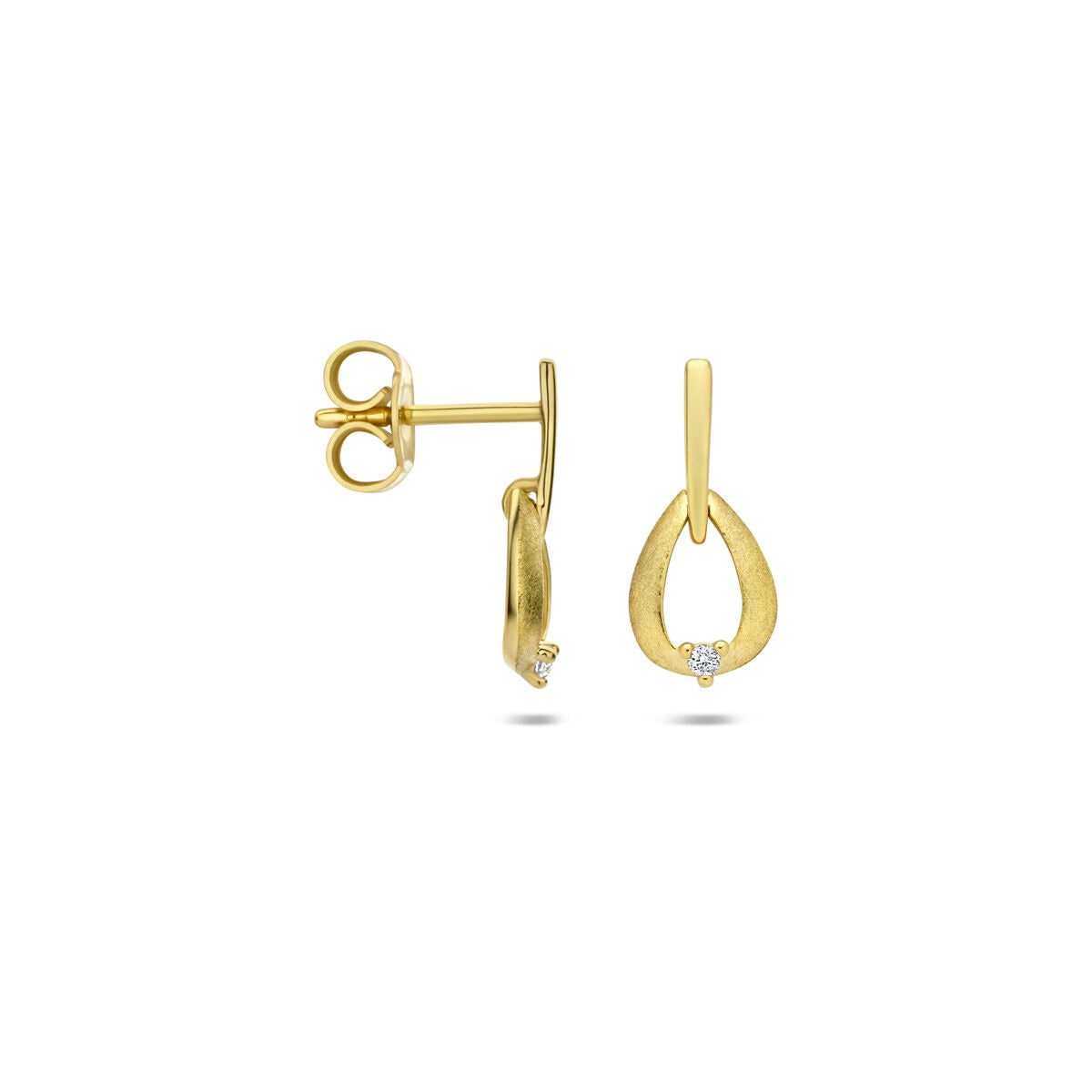 Aros de oro amarillo de 14k con diamante