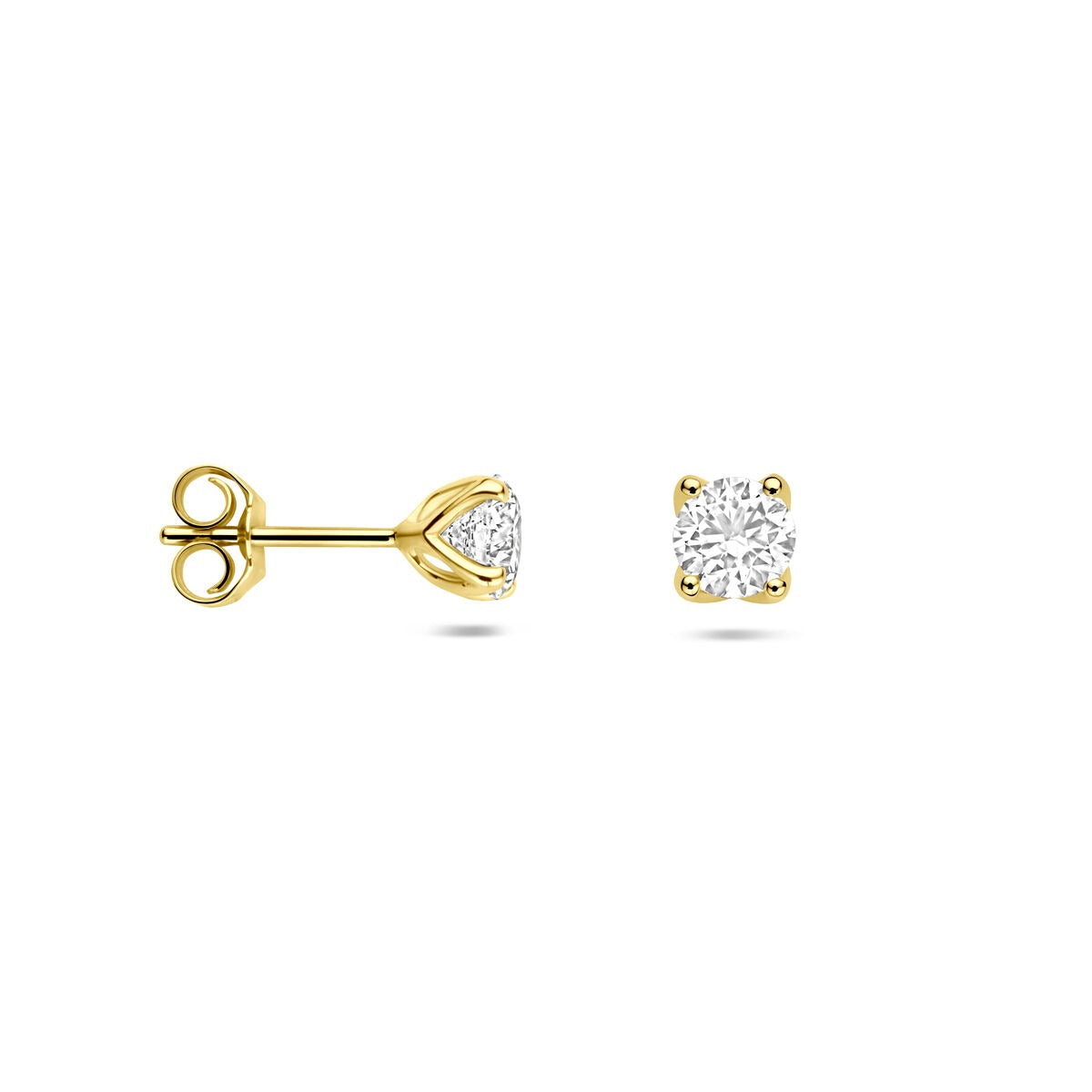 pendientes de botón de oro amarillo con diamante cultivado en laboratorio – 1.0 ct