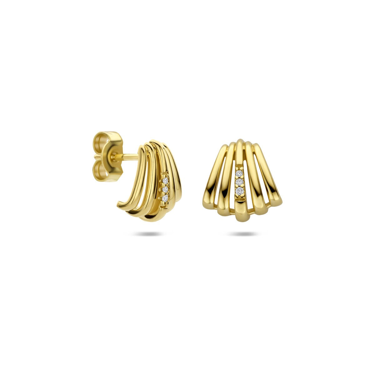 Aros de oro con diamante - oro amarillo 14k