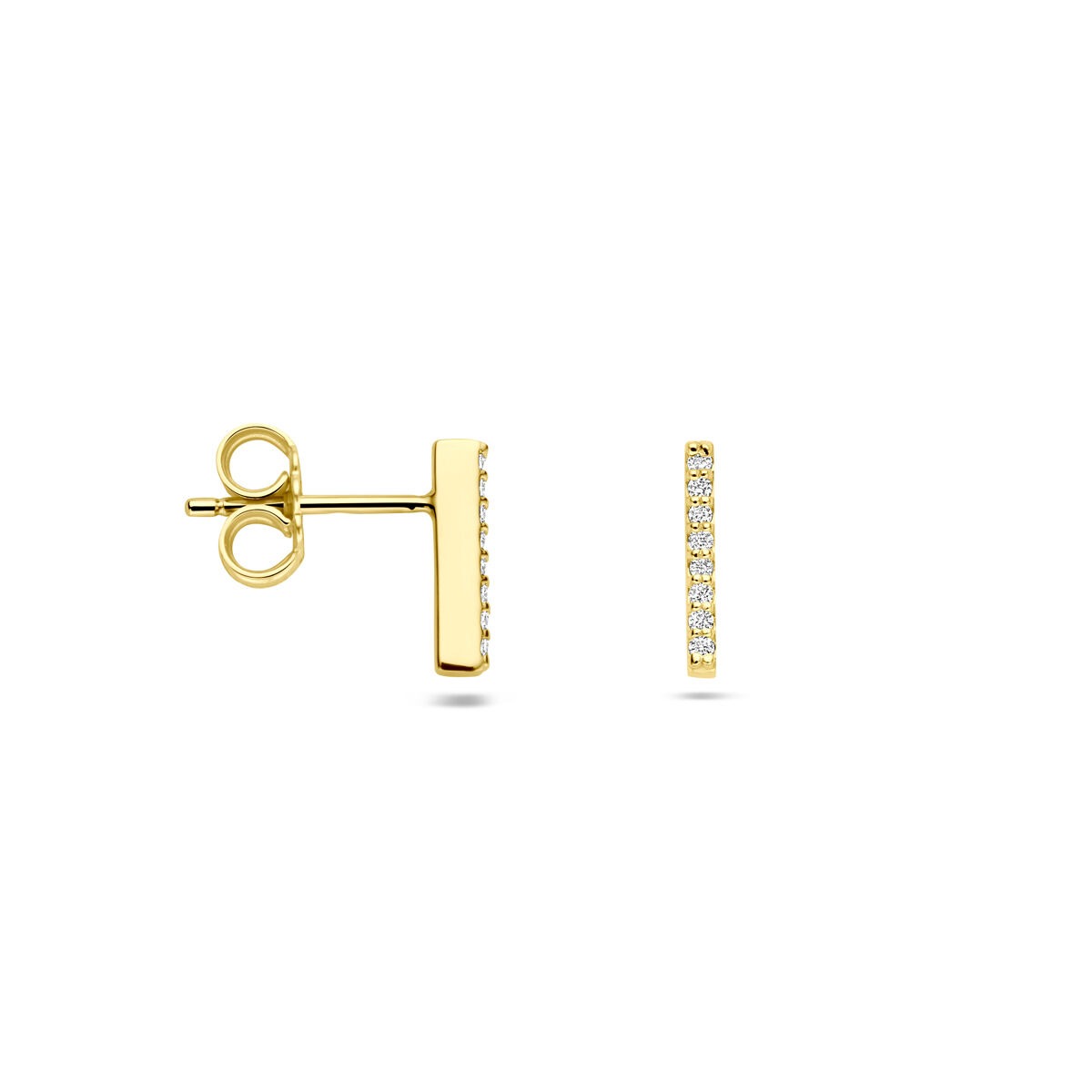 Pendientes de botón de oro amarillo con diamante cultivado en laboratorio