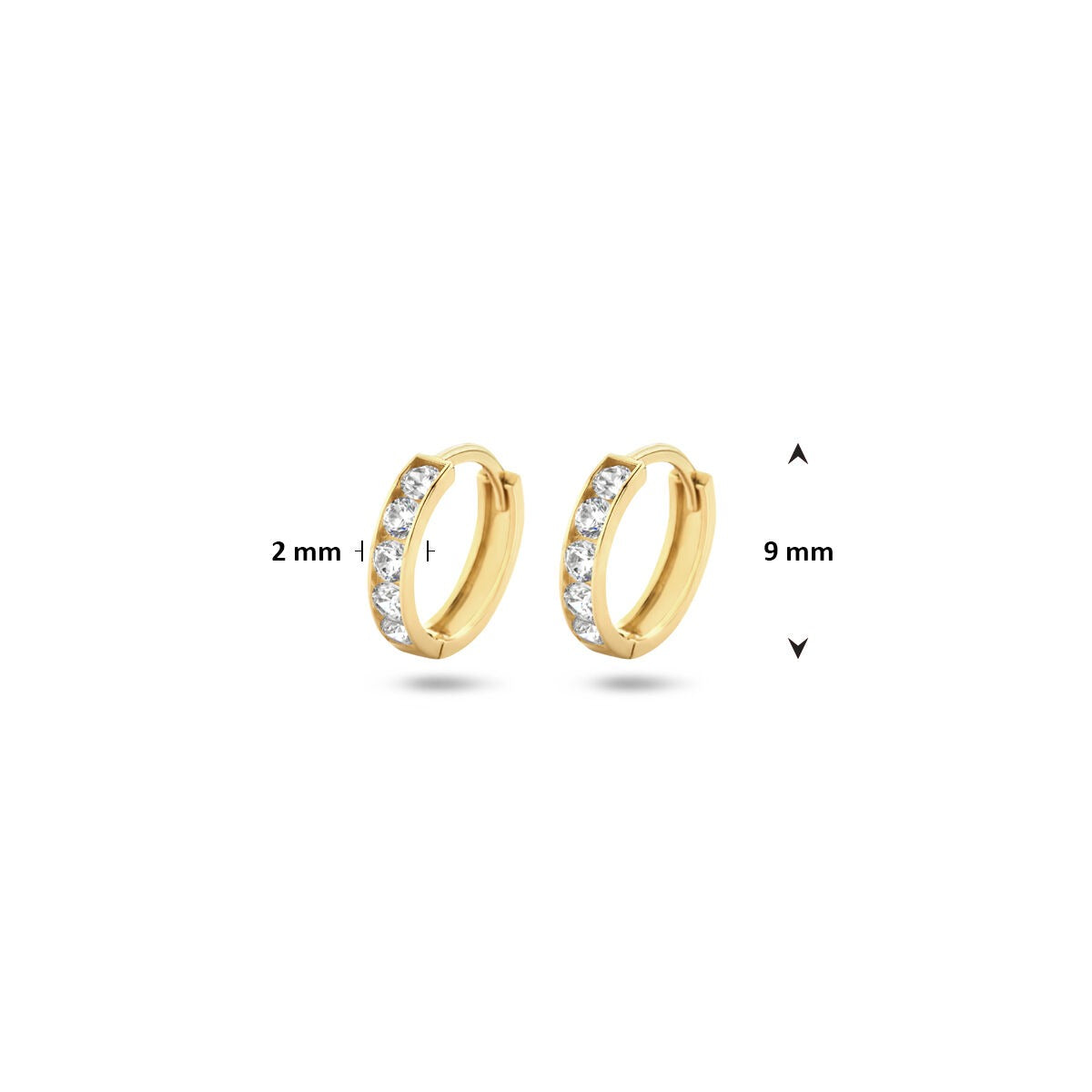 Aros de oro amarillo de 14k con fila de zirconia