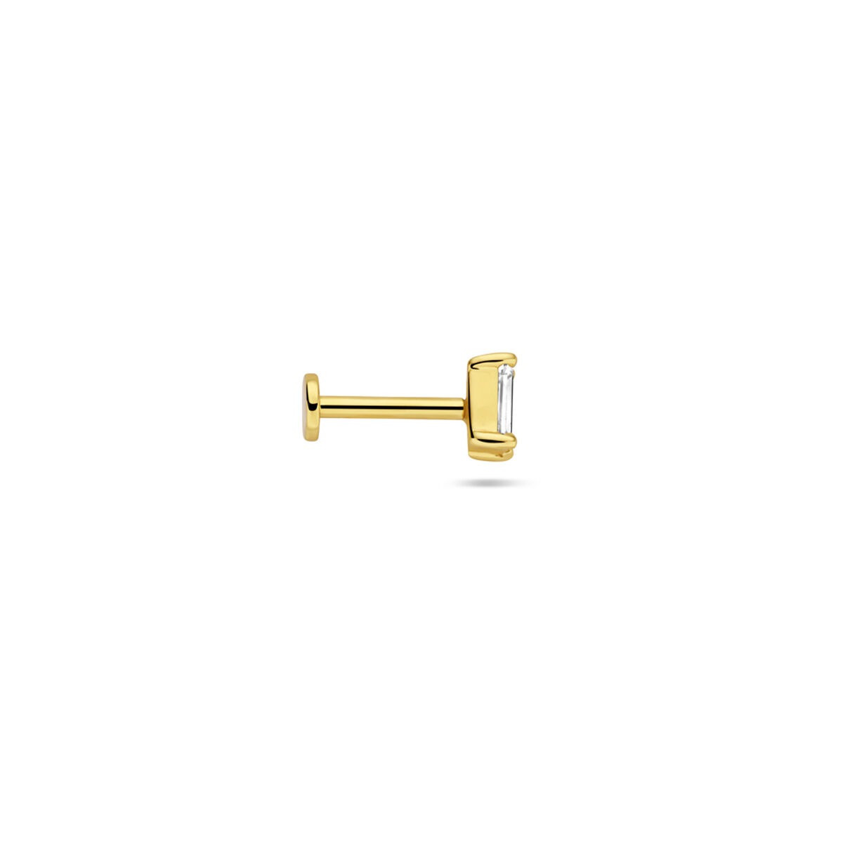 Piercing chapado en oro con fondo plano y zircón baguette - plata 925