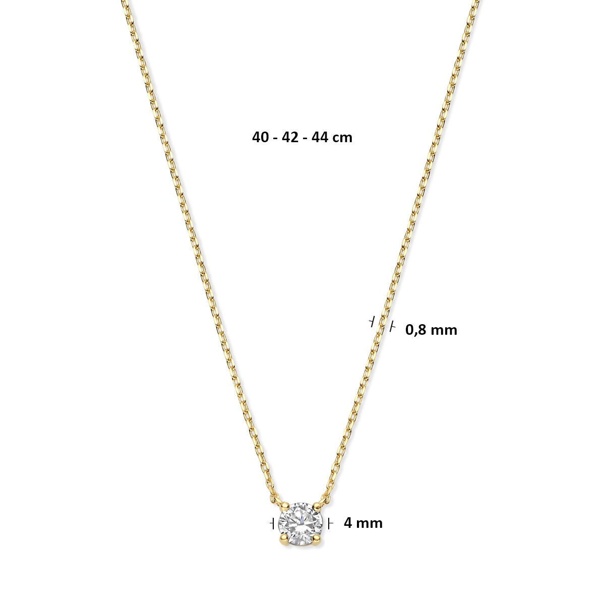collar de oro amarillo de 9k con circonitas