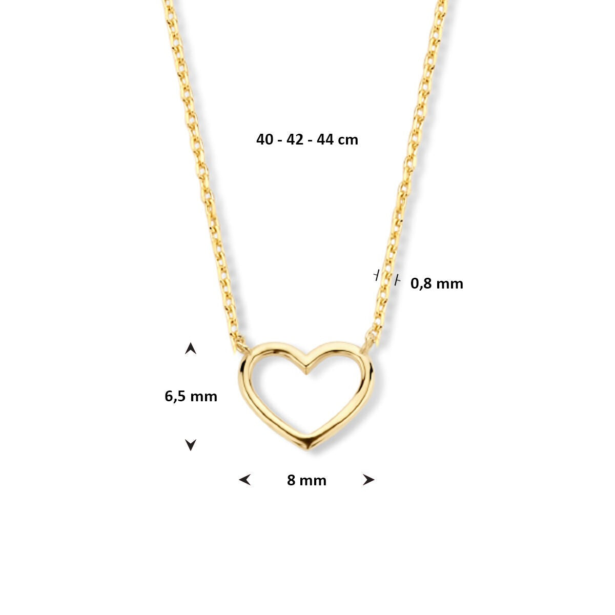 Collar chapado en oro amarillo con corazón – 9k