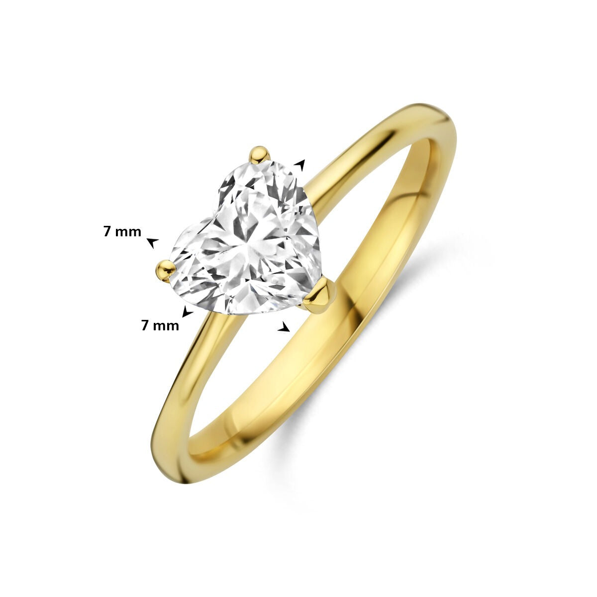 Anillo de oro amarillo con diamante lab grown en forma de corazón 1.00ct