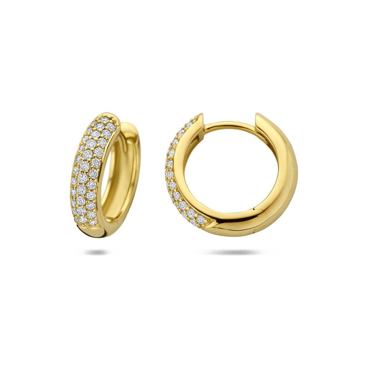 Aros de oro amarillo de 14k con diamante